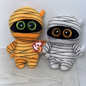 2 Ty Beanie Boos 🎃 MASK The Halloween Mummy 6" 1 NEW & 1 Pre~loved